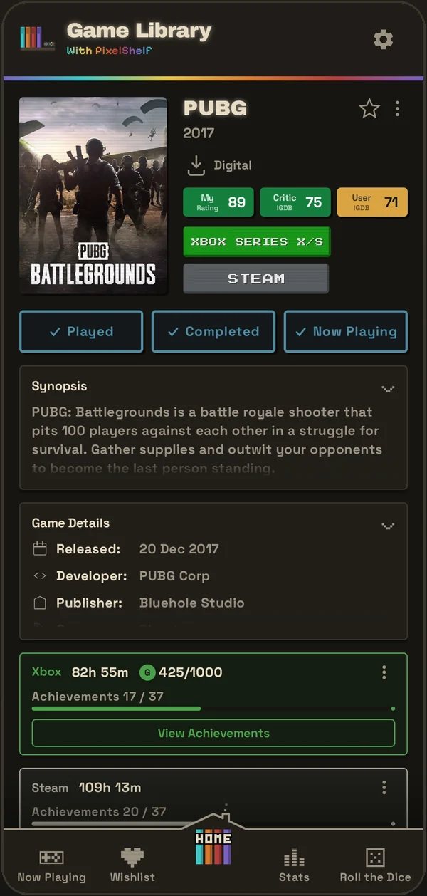 Game page